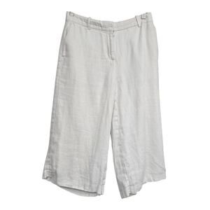 J.Crew Women’s White Linen Capri Pants Sz 4 Wide Leg Capsule Wardrobe Minimalist
